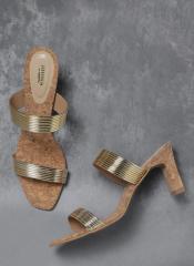Anouk Gold Toned Solid Heels women