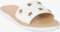 Aria Nica Off White Embellished Open Toe Flats girls