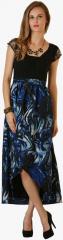 Belle Fille Blue Colored Printed Asymmetric Dress women