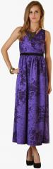 Belle Fille Purple Colored Printed Maxi Dress women