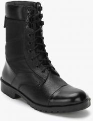 Benera Black Leather Mid Top Flat Boots men