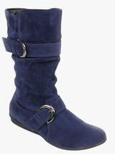 Bruno Manetti Calf Length Navy Blue Boots women