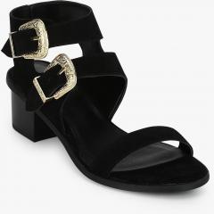 Carlton London Black Solid Sandals women