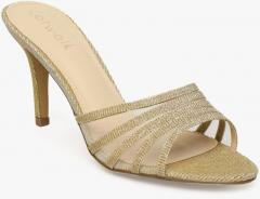 Catwalk Gold Toned Embellished Open Toe Heels women