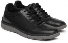 Clarks Black Tunsil Ridge Leather Sneakers men