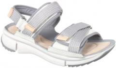 Clarks Grey & White Solid Leather Sports Sandals women