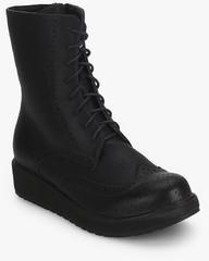 Cobblerz Navy Blue Derby Brogue Ankle Length Boots women