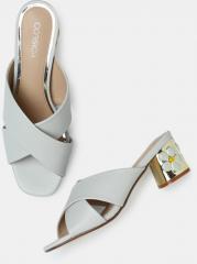Corsica Grey Solid Heeled Sandals women