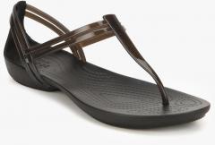 Crocs Black Solid T Strap Flats women