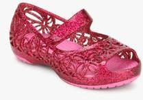 Crocs Isabella Pink Glitter Lazer Cut Sandals girls
