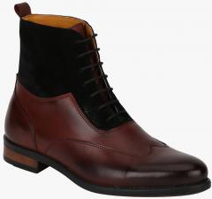 Del Mondo Black Leather High Top Flat Boots men