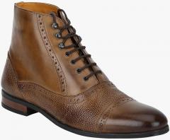 Del Mondo Tan Leather High Top Flat Boots men
