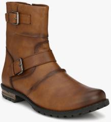 Delize Brown Leather High Top Flat Boots men