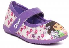 Dora Off White & Purple Printed Ballerinas girls
