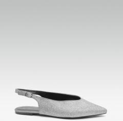 Dorothy Perkins Silver Toned Solid Shimmer Effect Flats women