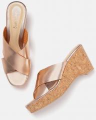 Dressberry Rose Gold Toned Solid Wedges women