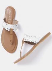 Dressberry White Solid T Strap Flats women
