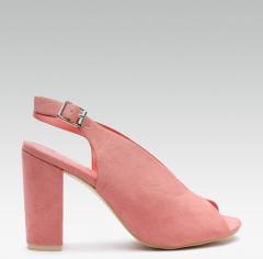 Elle Pink Solid Heeled Peep Toes women