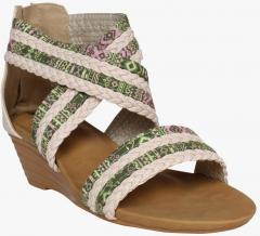 Flat N Heels Beige Woven Design Sandals women