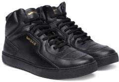 Gas Black Freddy Solid Leather Mid Top Sneakers men