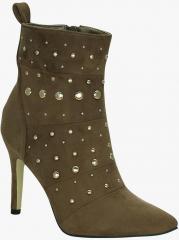 Get Glamr Khaki Heeled Boots women