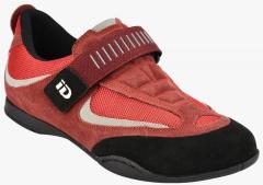 Id Red Leather Regular Trekking Shoes men