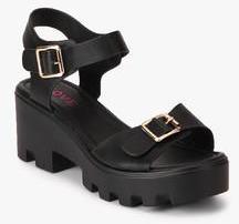 Jove Black Buckled Sandals women