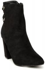 Jove Black Solid Heeled Boots women