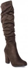 Jove Coffee Brown Solid High Top Heeled Boots women