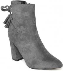 Jove Grey Solid Heeled Boots women