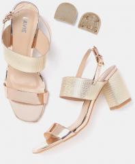 Lavie Rose Gold Toned & Gold Toned Textured Heels women