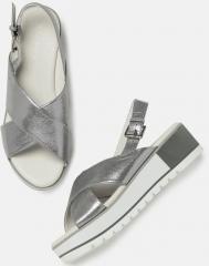Mast & Harbour Women Silver Toned Solid Flatforms