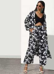 Miss Bennett Black Printed Tie Up Shrug With Pant women
