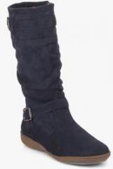 My Foot Navy Blue Knee Length Boots women