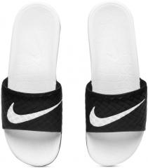 Nike Women Black & White Solid Sliders
