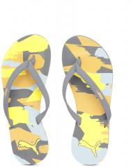 Puma Grey & Yellow Ribbons V2 Idp Printed Thong Flip Flops women