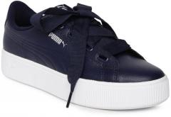 Puma Navy Blue Vikky Stacked Ribbon Core Leather Sneakers women