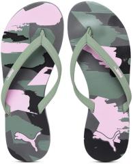 Puma Olive Green & Pink Ribbons V2 Idp Printed Thong Flip Flops women