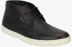 Red Tape Coffee Brown Leather Mid Top Flat Boots men