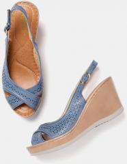 Roadster Blue Solid Wedges with Laser Cuts women