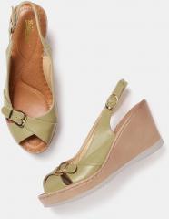 Roadster Olive Green Solid Wedges women