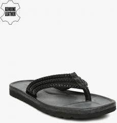 Ruosh Black Leather Comfort Sandals men