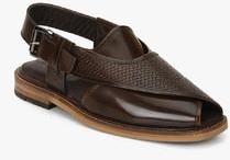 Ruosh Brown Weaved Sandals men