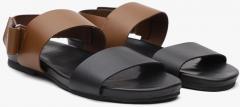 United Colors Of Benetton Brown & Black Leather Comfort Sandals men