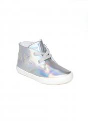 United Colors of Benetton Girls Silver Toned Iridescent Effect Mid Top Sneakers