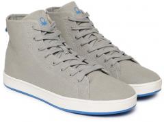 United Colors Of Benetton Grey Canvas Mid Top Sneakers men