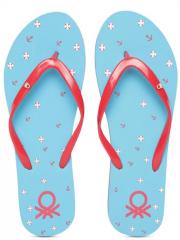 United Colors Of Benetton Red & Blue Printed Thong Flip Flops women