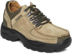Woodland Beige Nubuck Leather Trekking Shoes men