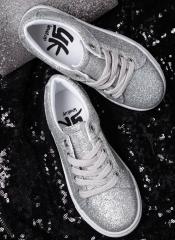 Yk Silver Toned Shimmer Sneakers girls