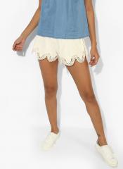 Zivame Boho Belle Crochet Lacy Shorts Off White women